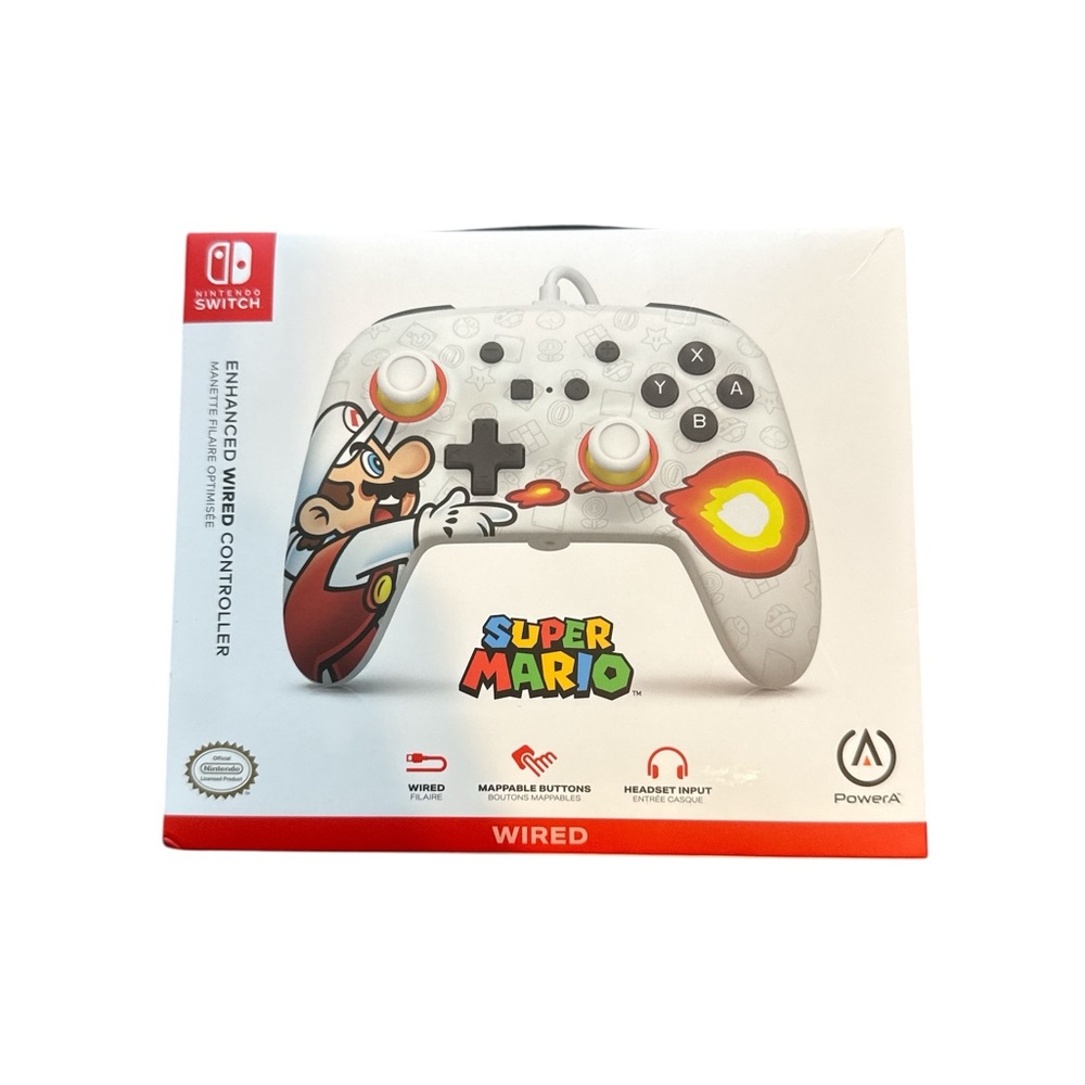 PowerA Fireball Mario Wired Controller Nintendo Switch Enhanced Official NIB